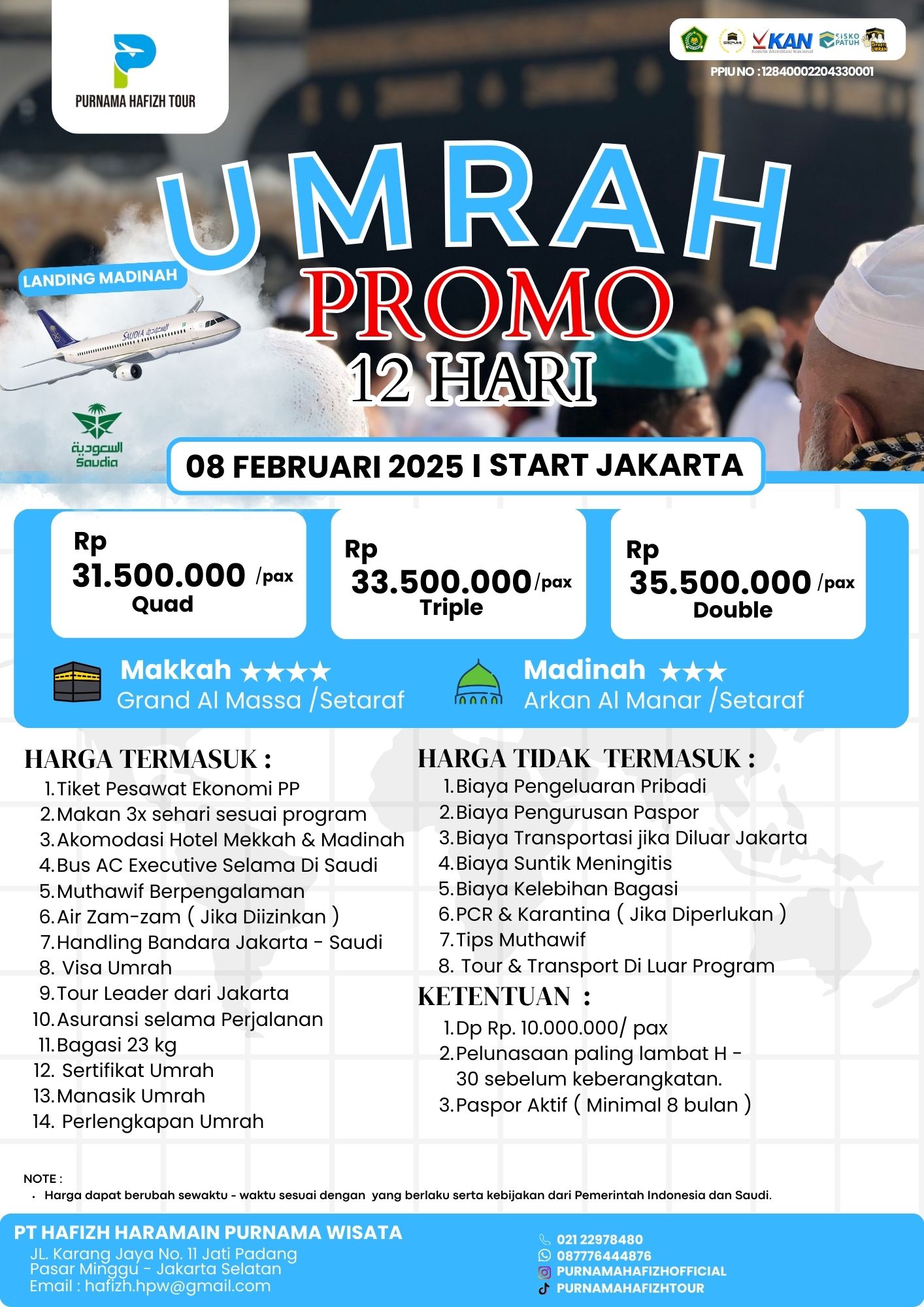 UMRAH MUHASABAH SYABAN 08 FEBRUARI 2025 12 HARI 
