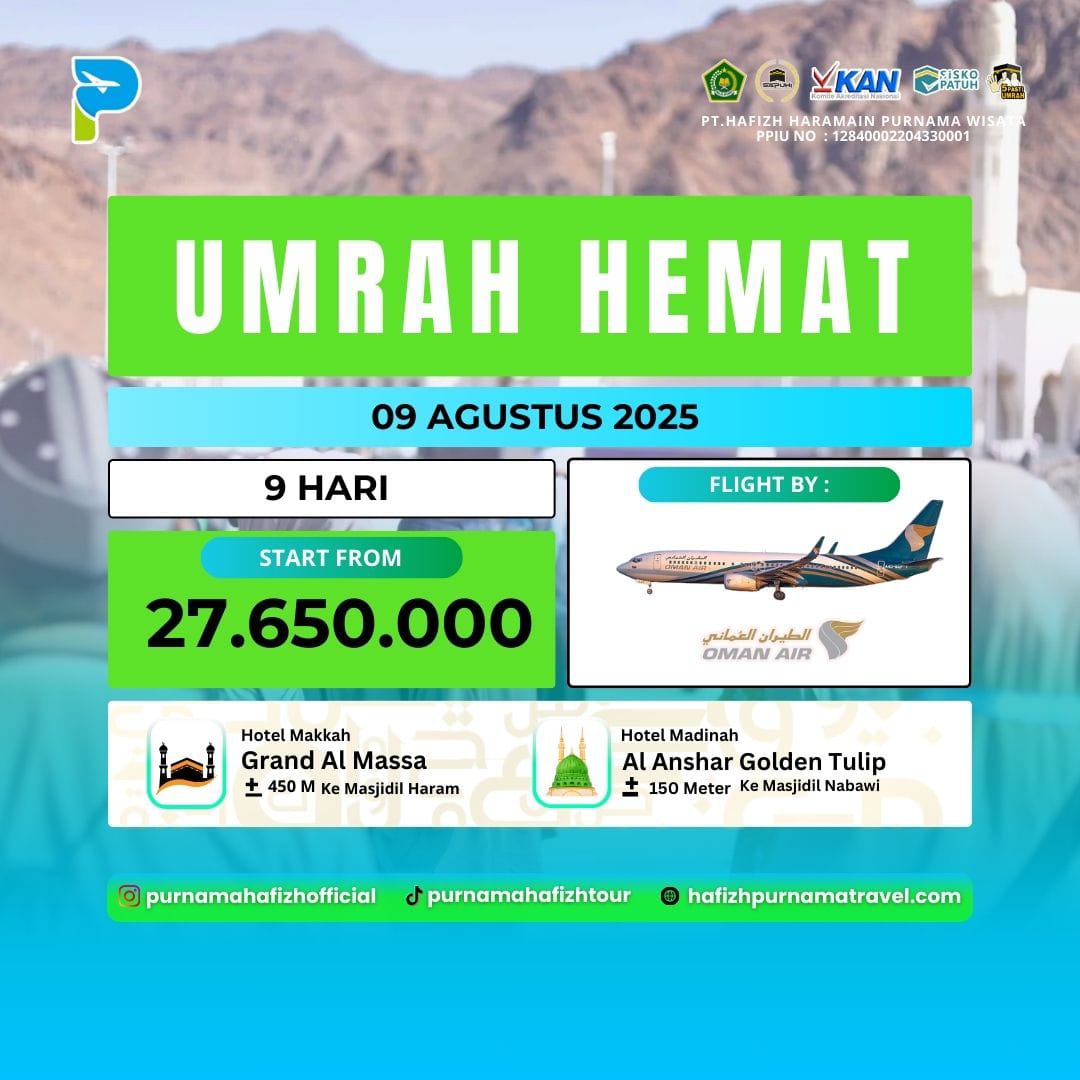 UMRAH HEMAT 09 AGUSTUS 2025 9HARI 