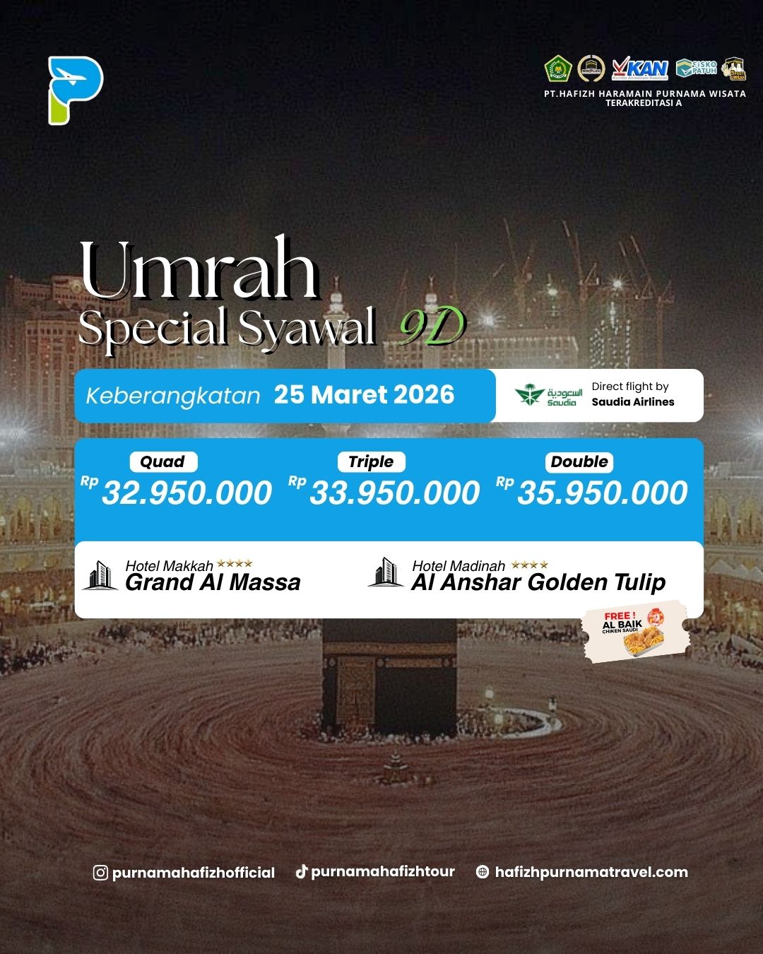 UMRAH SPESIAL LIBURAN SYAWAL 25 MARET 2026 9 DAY 