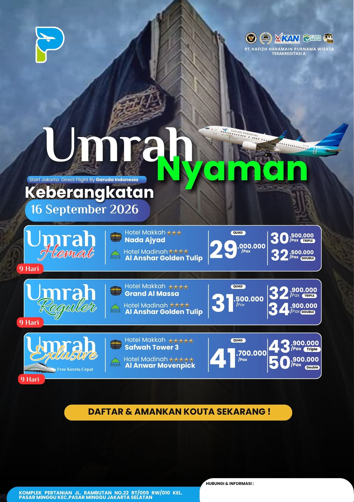 UMRAH  NYAMAN 16 SEPTEMBER 2026 