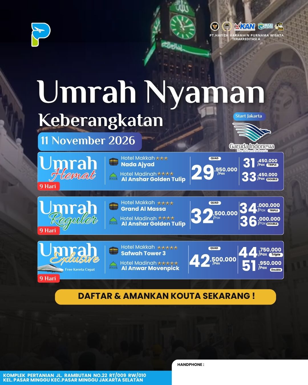 UMRAH NYAMAN 11 NOVEMBER 2026 