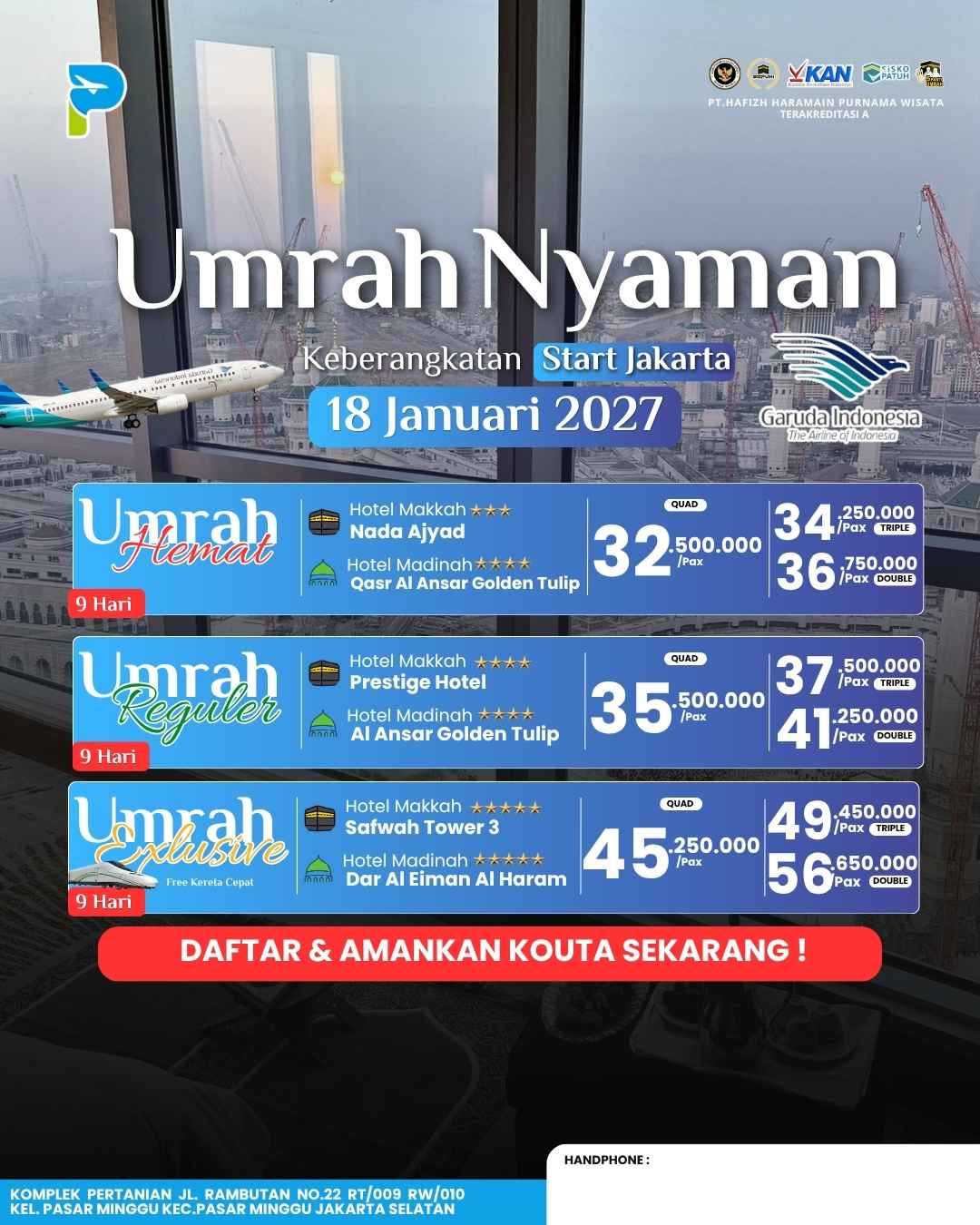 UMRAH NYAMAN 18 JANUARI 2026 BY GARUDA INDONESIA 